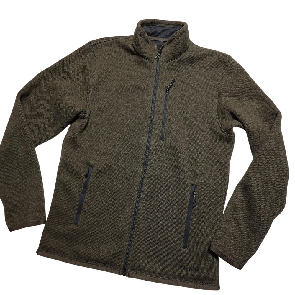 Filson Jacket Mens Small Green Fleece Full Zip Stand Collar Outdoor Hiking